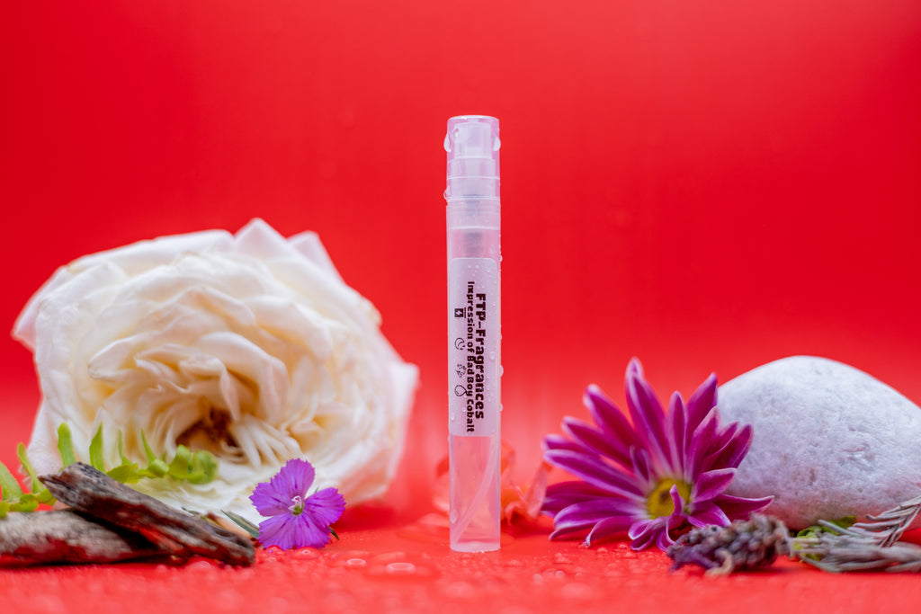 FTP Electric Indigo 5ml fragrance decant sample hand-decanted from Carolina Herrera Bad Boy Cobalt fresh aromatic fougere