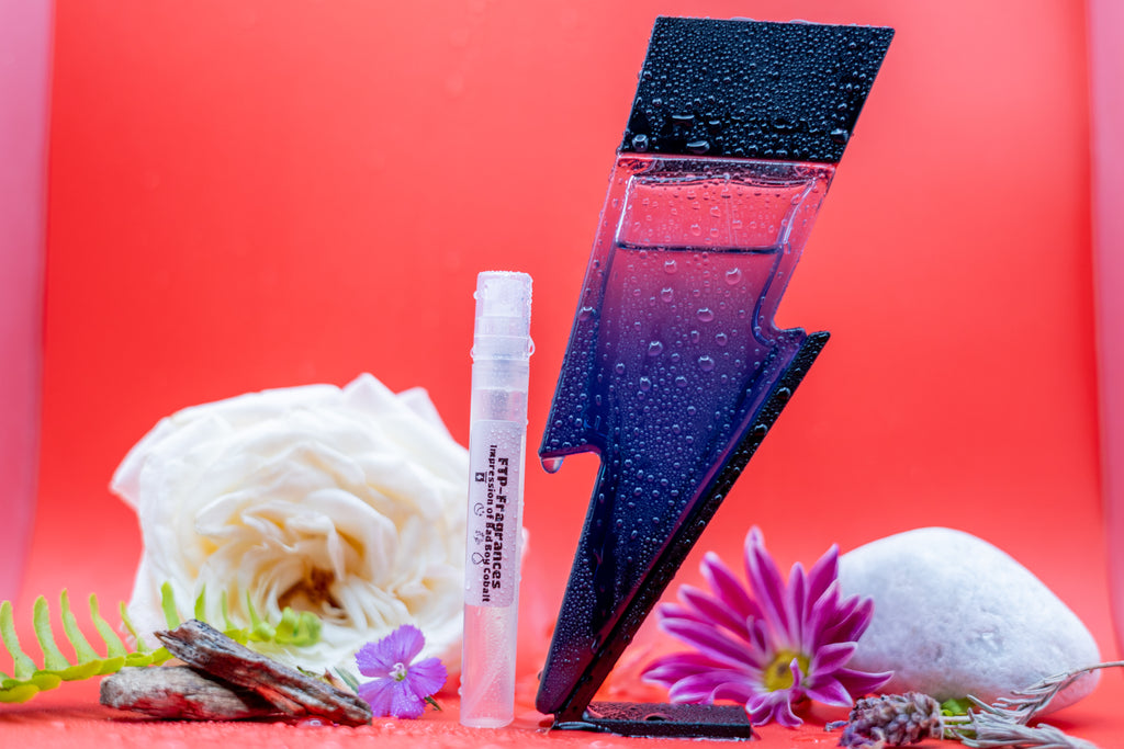 FTP Electric Indigo 5ml fragrance decant sample hand-decanted from Carolina Herrera Bad Boy Cobalt fresh aromatic fougere