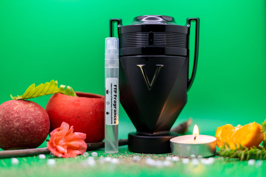 FTP Victory Noir 5ml fragrance decant sample hand-decanted from Paco Rabanne Invictus Victory Absolu rich woody vanilla masculine